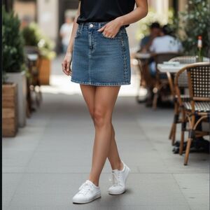 Fashion Nova Studded Blue Denim Mini Skirt